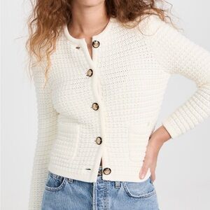 ba&sh Gaspard Cardigan in Ecru, Size 1 — Women's Cream Button-Up Sweater